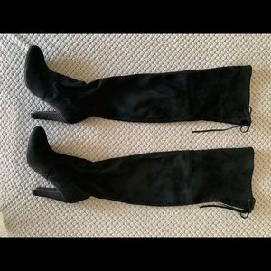 Steve Madden “Gorgeous” OTK Black Suede Boots 6.5